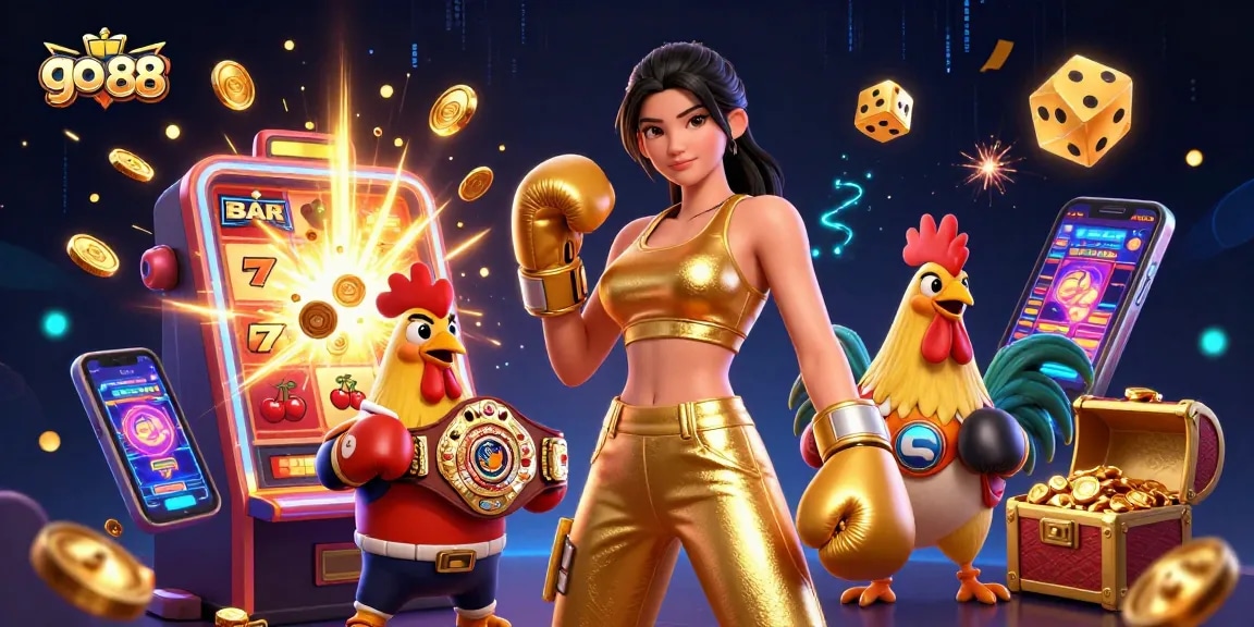 Engage with go 88 for thrilling jackpots and casino excitement in this vibrant 3D illustration.