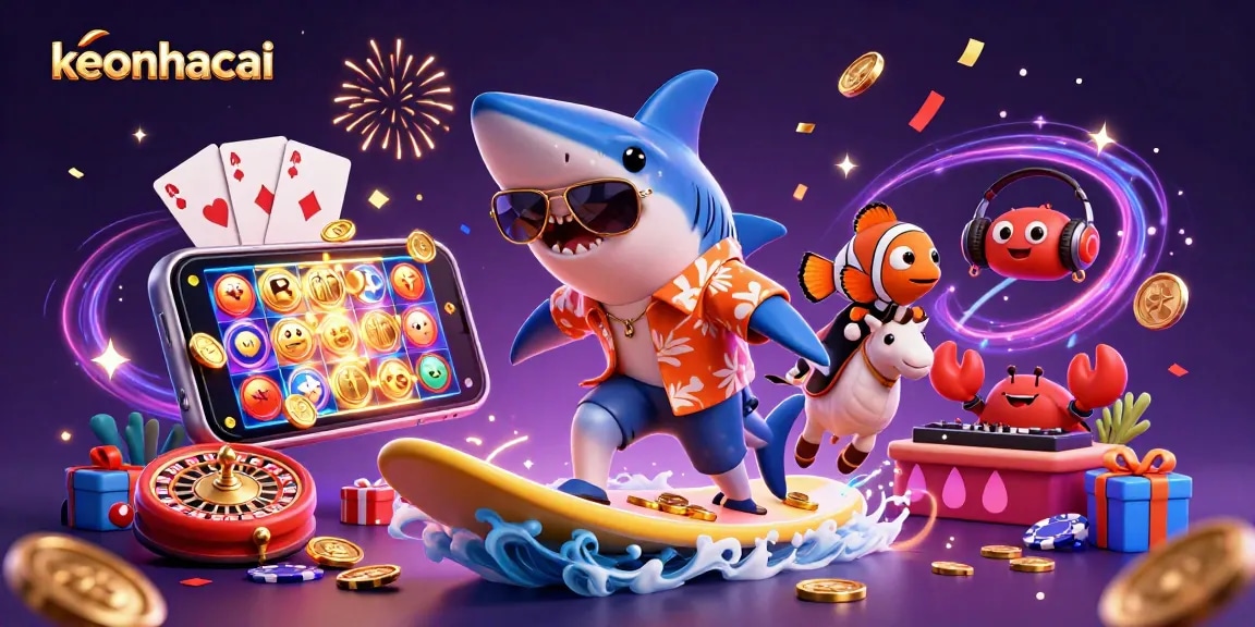 Experience the excitement at keonhacai with shark surfing gold coins and vibrant casino games.