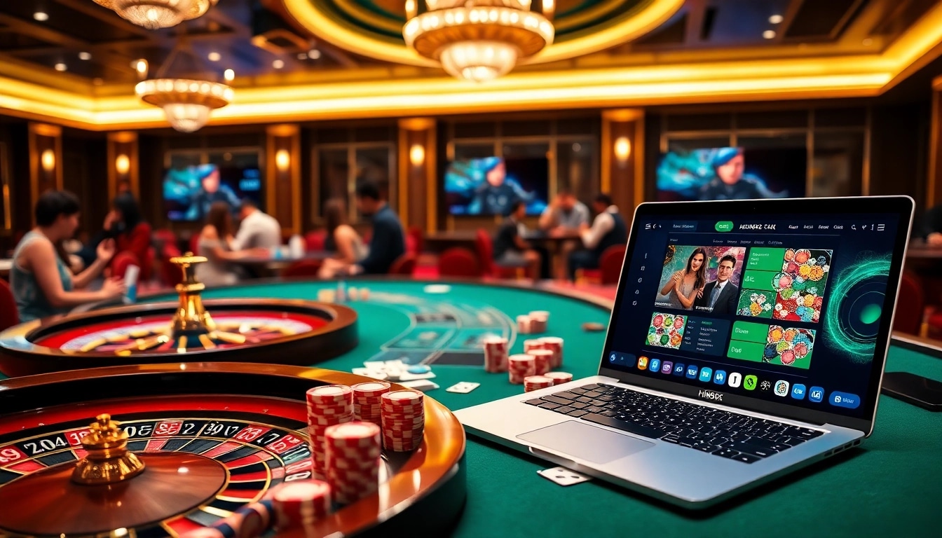 Players enjoying a VIP experience at Hi88 casino with poker chips and roulette.