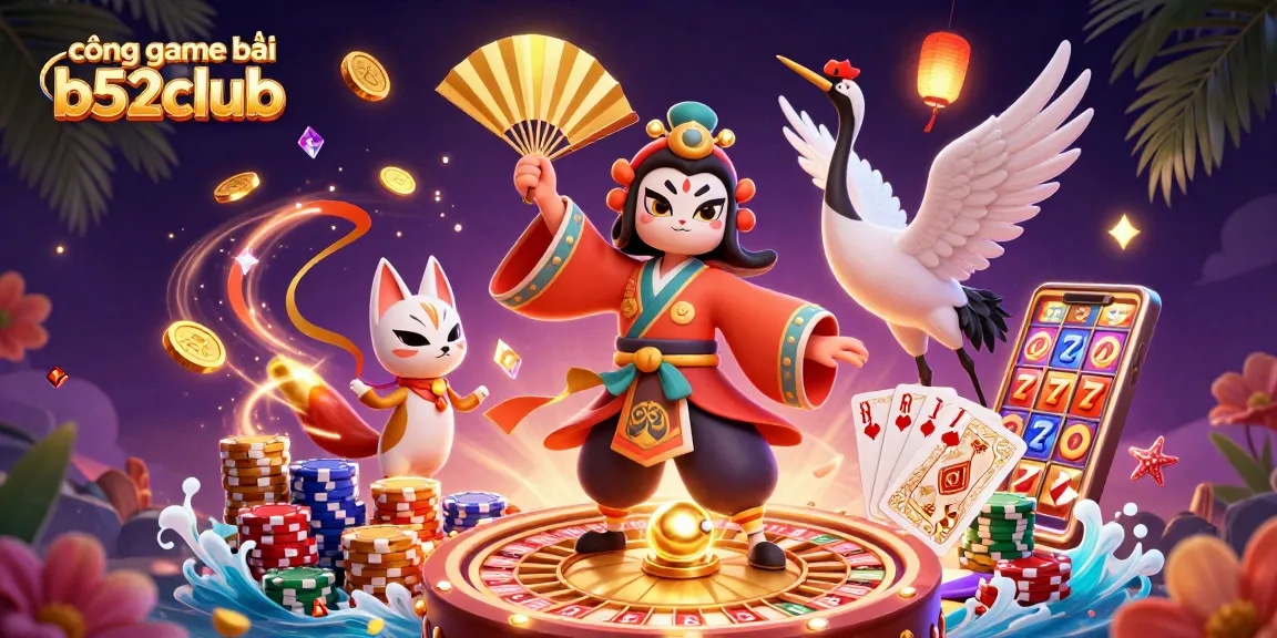 Engage with cổng game bài b52club in a vibrant 3D casino atmosphere featuring dynamic gaming elements.