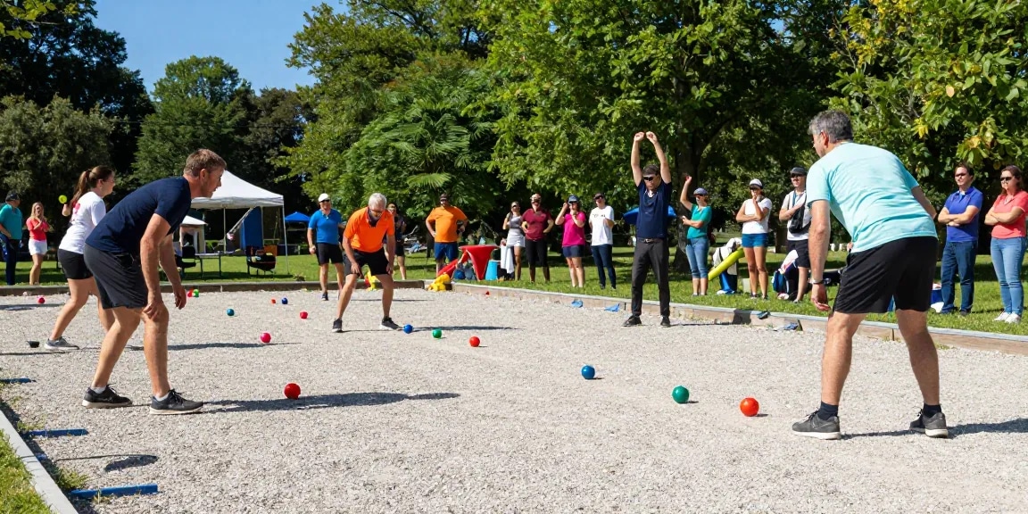 FOPI Kota Bitung community petanque tournament showcasing diverse players and enthusiastic spectators.