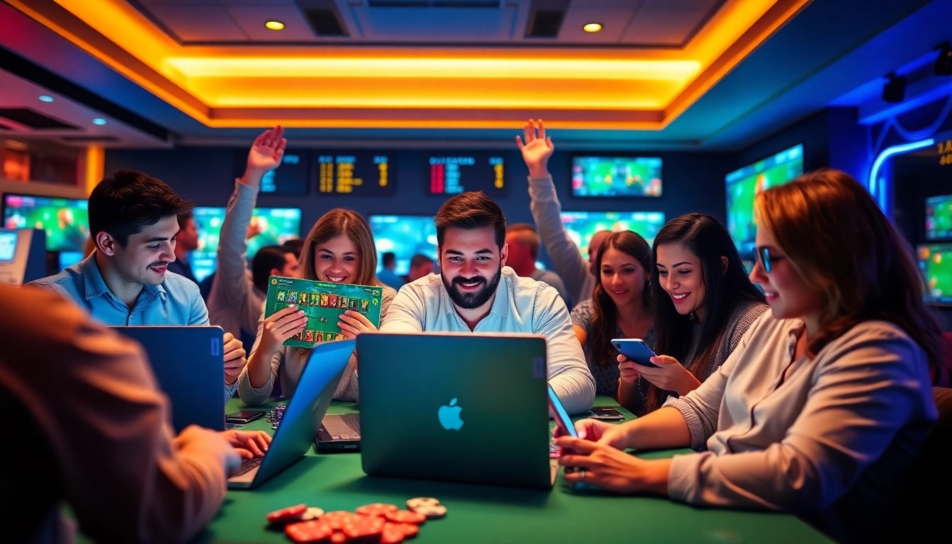 Experience the dynamic world of online gambling at stimmgewitter.org with engaging visuals of players and games.