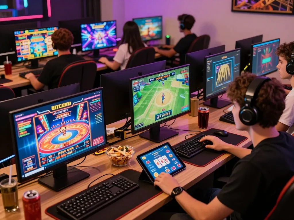 Engaged players experiencing online gaming at https://hitclub68s.com/ with vibrant game graphics.