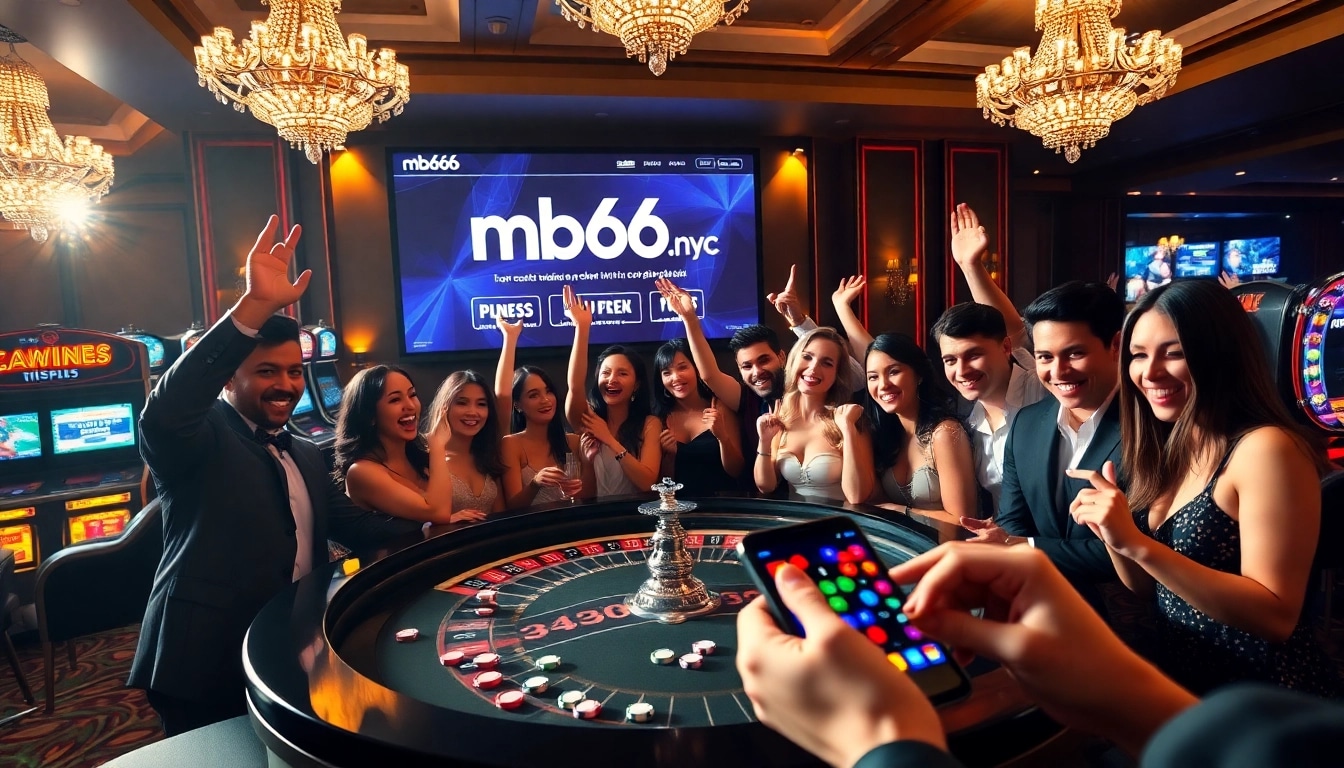 Gambling excitement at mb66.nyc's casino with roulette and engaged players.