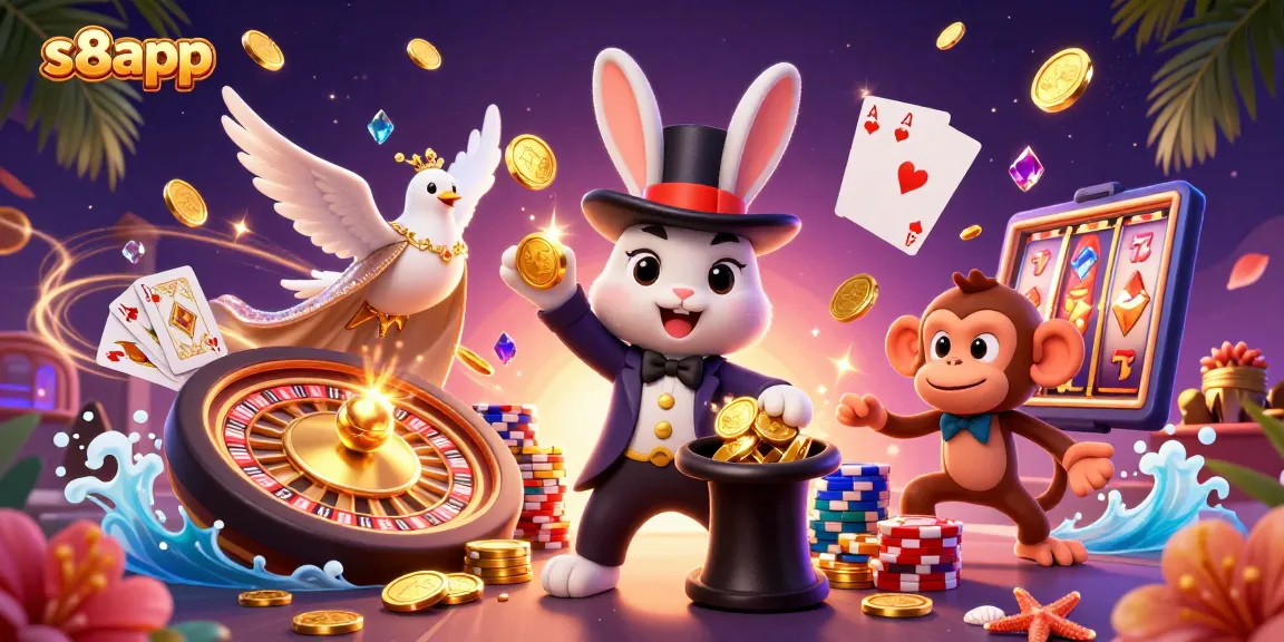 Experience casino excitement with s8app's winning poker chips, sparkling gems, and enchanting characters.