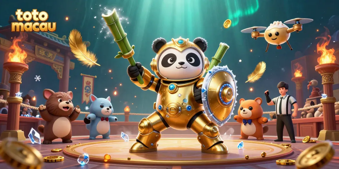 Experience thrilling action at Toto Macau with a golden panda and casino elements in a lively arena.