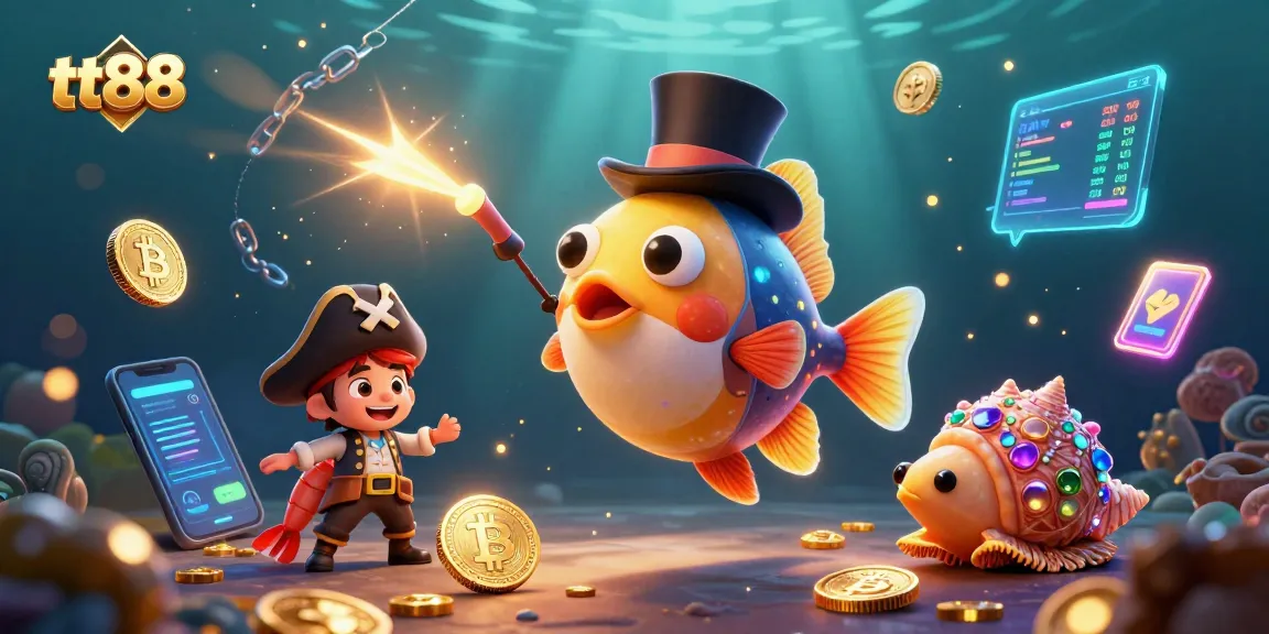 Experience thrilling gameplay at tt88 with vibrant underwater characters and cryptocurrencies.