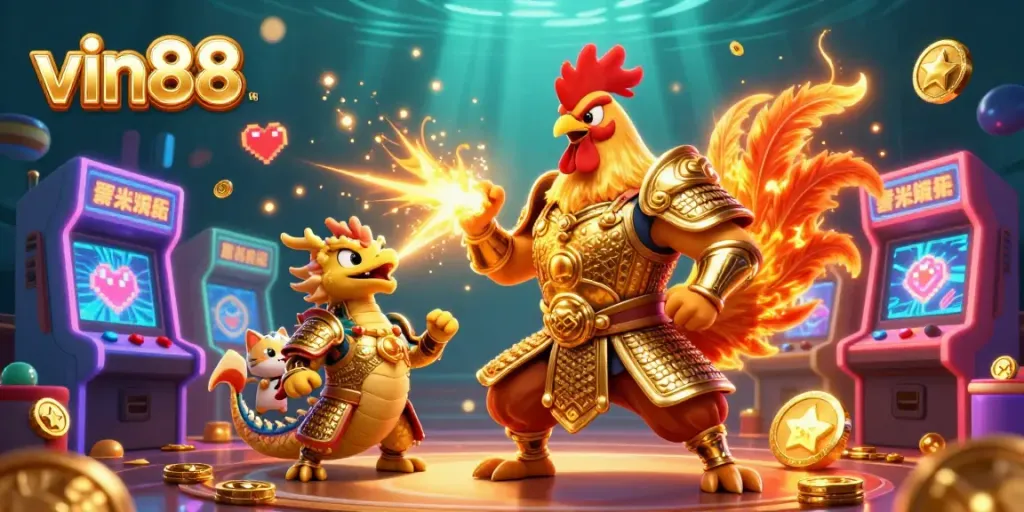 Experience the thrilling gameplay at vin88 with dynamic cartoon characters and vibrant casino elements.