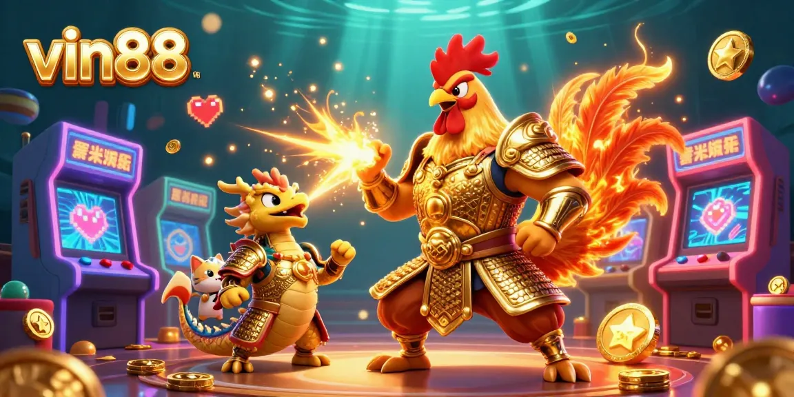 Experience the thrilling gameplay at vin88 with dynamic cartoon characters and vibrant casino elements.