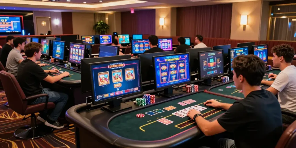 Players enjoying their experience at online credit card casinos, showcasing vibrant gaming atmosphere.