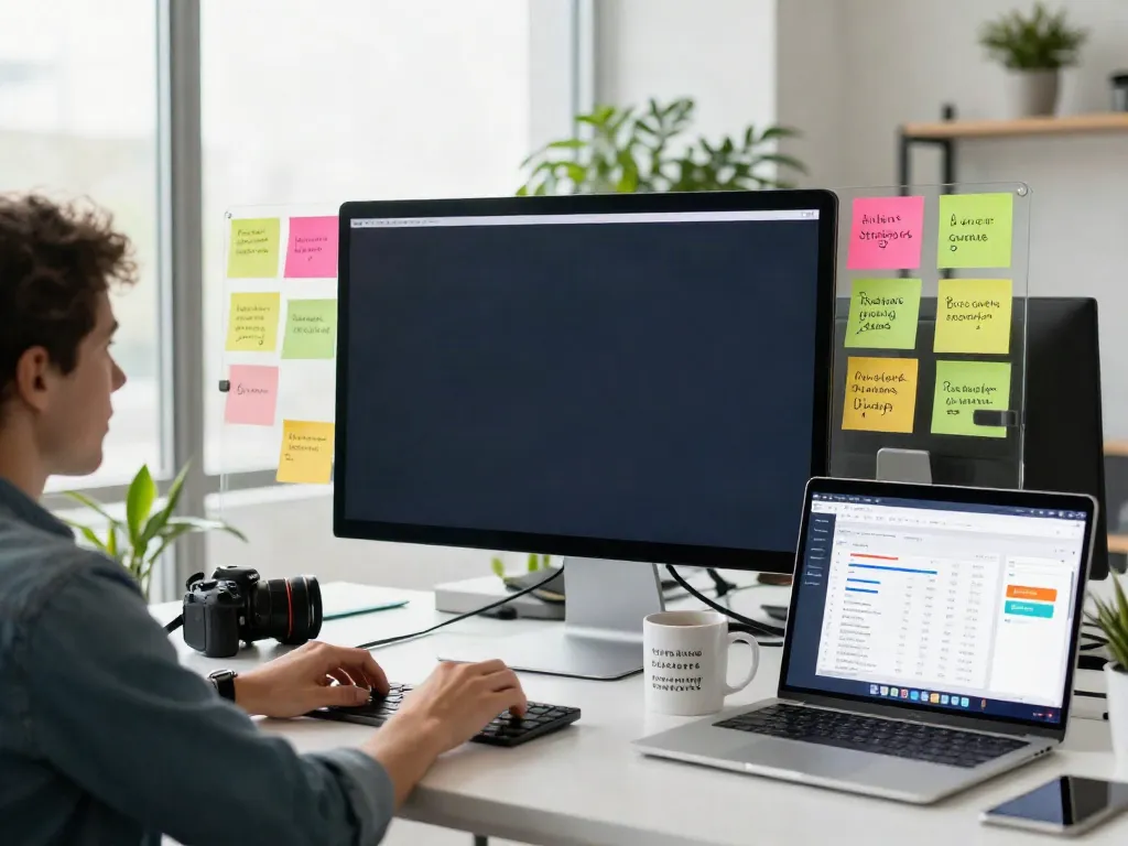 Content strategist optimizing instant indexing strategies in a vibrant office.