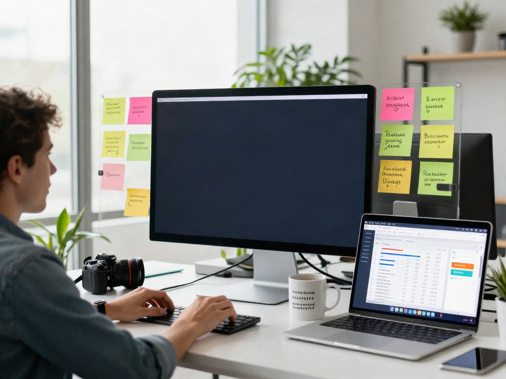 Content strategist optimizing instant indexing strategies in a vibrant office.