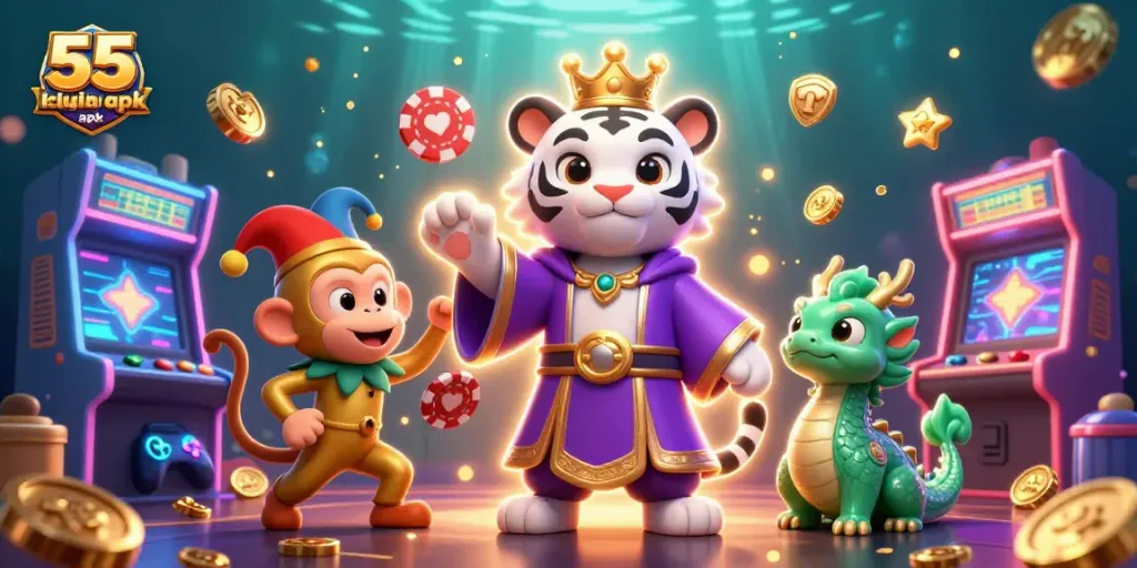 Engage with 55 club login apk for a thrilling gaming experience amidst vibrant casino elements.