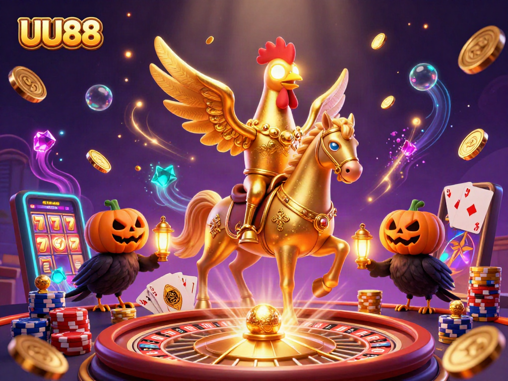 Experience thrilling gameplay with UU88 featuring vibrant casino elements in a magical midnight scene.
