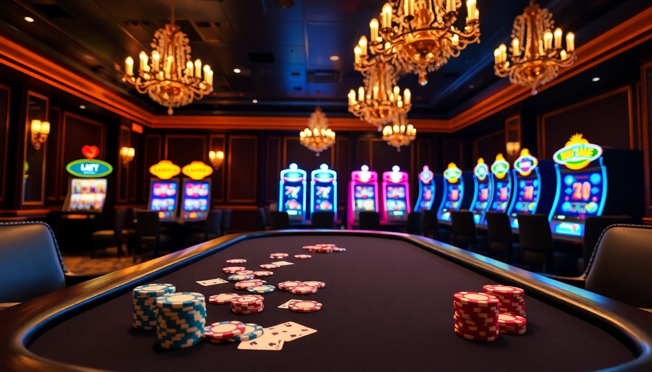 Exciting poker chips and cards in a luxurious ww88 casino atmosphere.