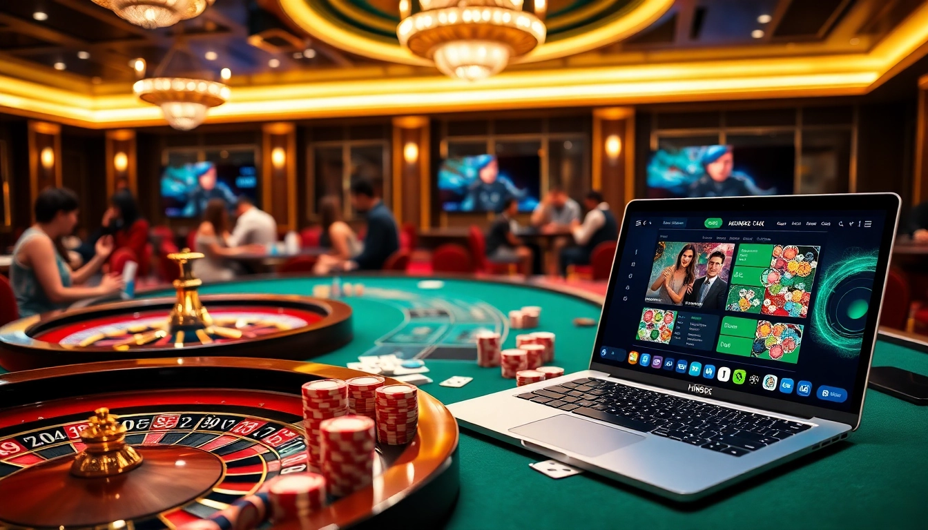 Players enjoying a VIP experience at Hi88 casino with poker chips and roulette.