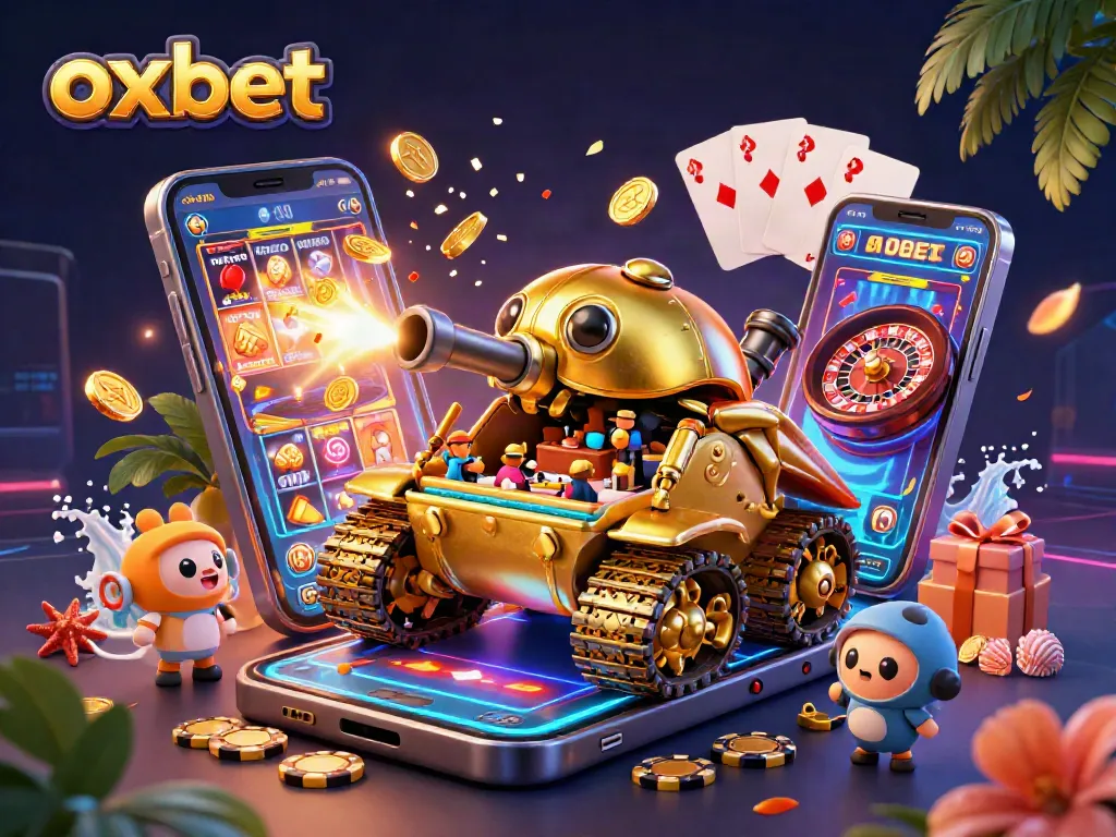 Experience the lively world of oxbet with a golden beetle tank showcasing a dynamic casino scene.