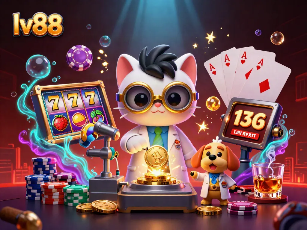 Experience thrilling slot action with lv88 featuring vibrant games, poker chips, and dynamic characters.