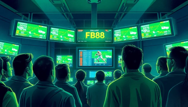 Experience the dynamic world of sports betting at fb88.com with vibrant interactions and high-tech kiosks.