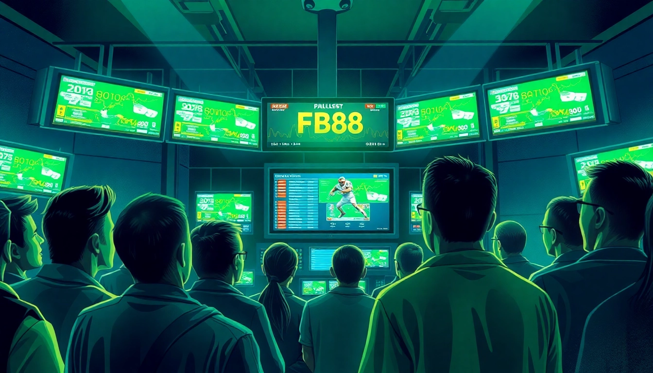 Experience the dynamic world of sports betting at fb88.com with vibrant interactions and high-tech kiosks.