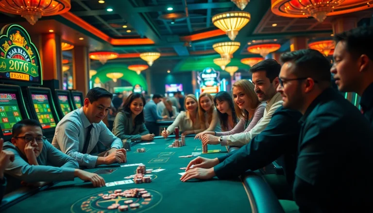 Engaging casino scene with diverse players at https://thabetiger.com/ showcasing excitement and thrill.