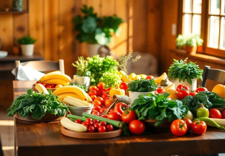 Enjoy a lavish spread of healthy food showcasing vibrant fruits and vegetables, promoting nutritious lifestyles.