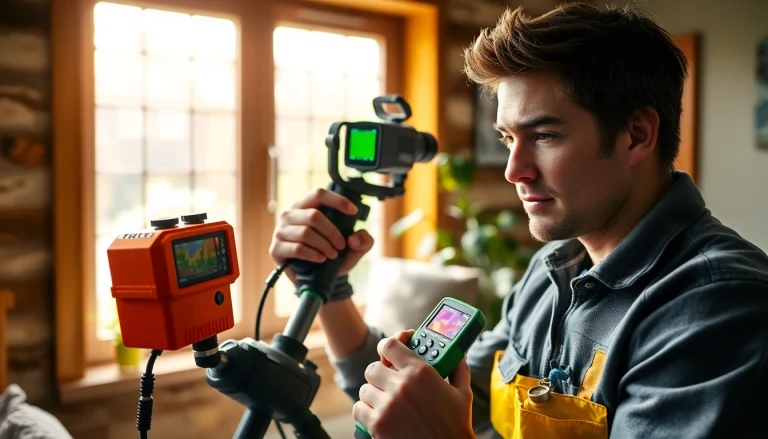 Skilled technician performing Leak Detection Cornwall services with advanced equipment in a cozy home.