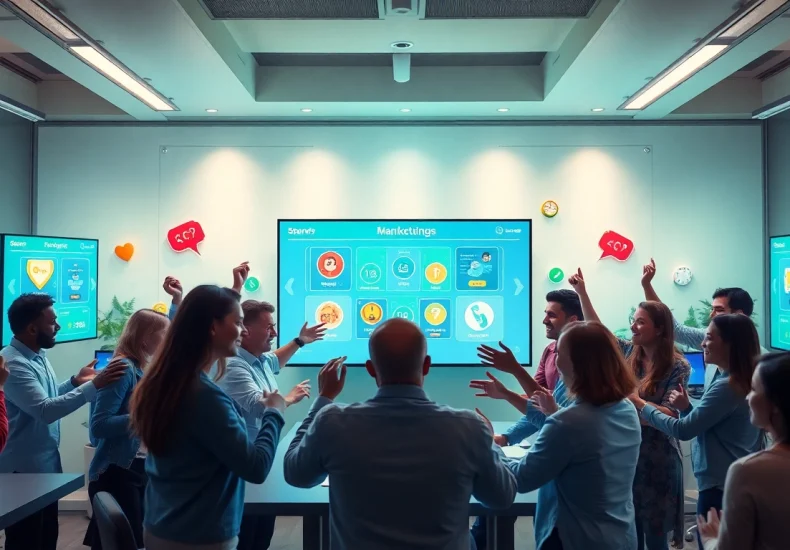 Engaging visual of gamification marketing with dynamic interactions and rewards.