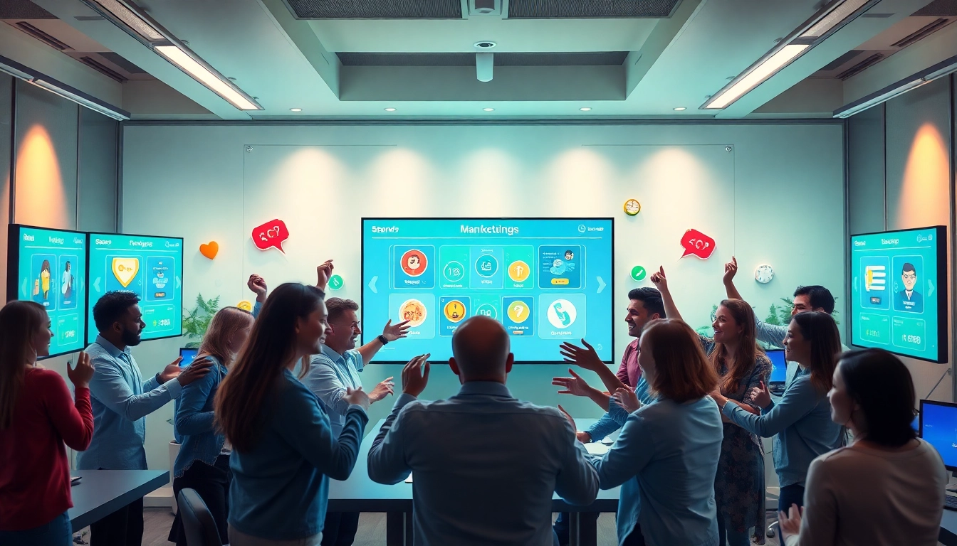 Engaging visual of gamification marketing with dynamic interactions and rewards.