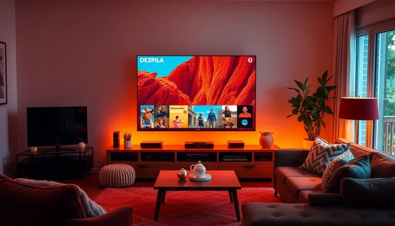 Stream your favorite shows effortlessly with DezPila on a stunning home entertainment setup.