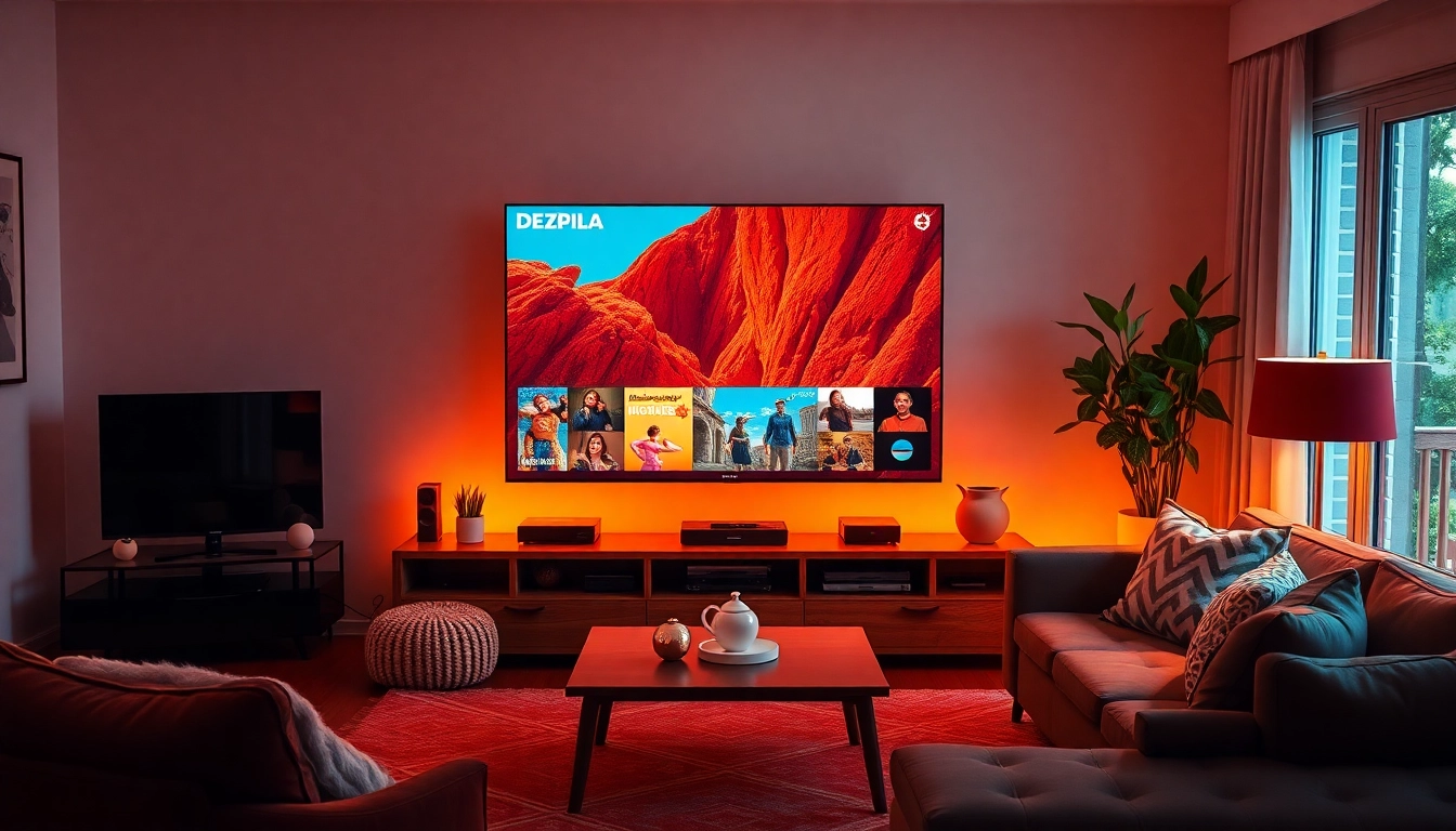 Stream your favorite shows effortlessly with DezPila on a stunning home entertainment setup.