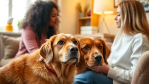 Clinical Psychologist Sydney engaging with a client in a comforting therapy session alongside a therapy dog.