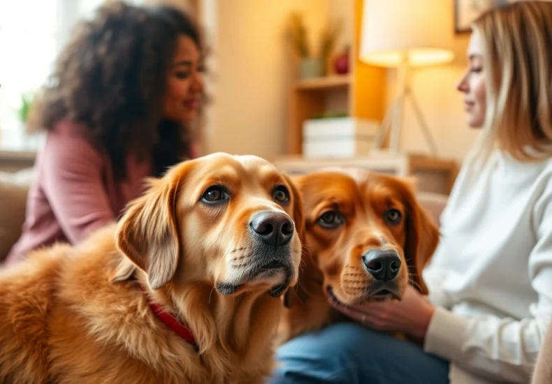 Clinical Psychologist Sydney engaging with a client in a comforting therapy session alongside a therapy dog.