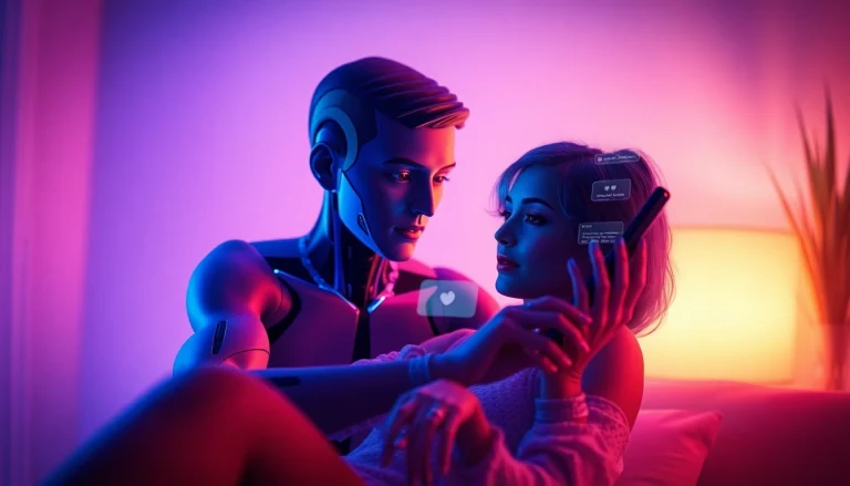 AI sex chat interface featuring a user and a lifelike virtual character in an engaging conversation.