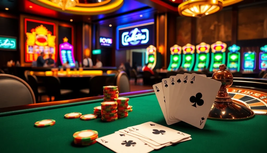 Go8 casino scene with poker table, vibrant roulette wheel, and strategic gameplay.