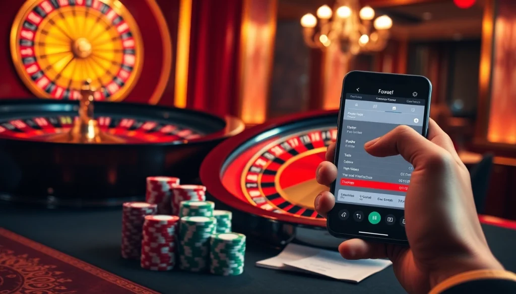 Experience the thrill of online gambling at f168info.com with vibrant poker chips and an elegant roulette wheel.