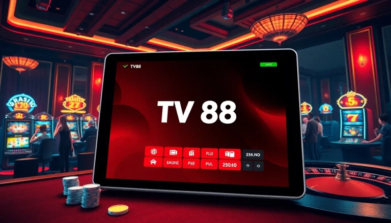 Players enjoying diverse games at TV88, showcasing an exciting casino atmosphere with vibrant elements.