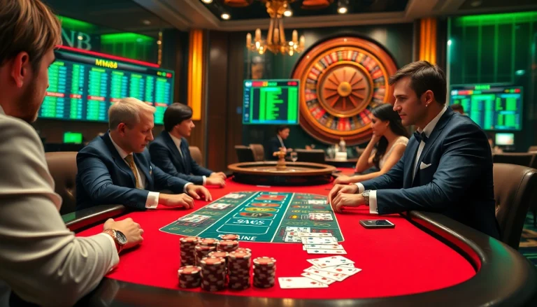 Experience thrilling gambling at MM88 with vibrant casino tables and engaging players.