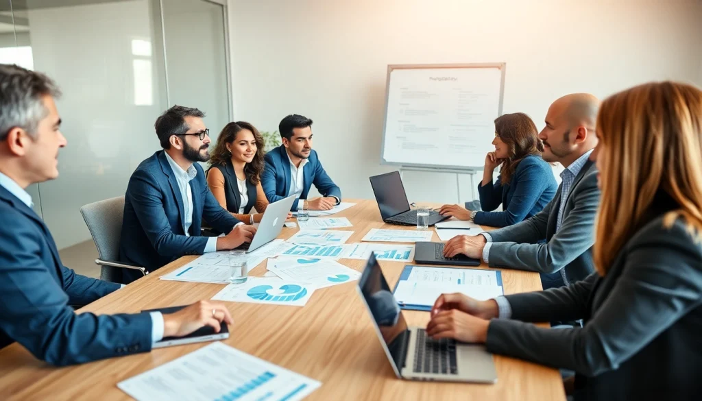 Riunione collaborativa che discute della Legge 3 a chi rivolgersi con consulenti finanziari in un ufficio moderno.