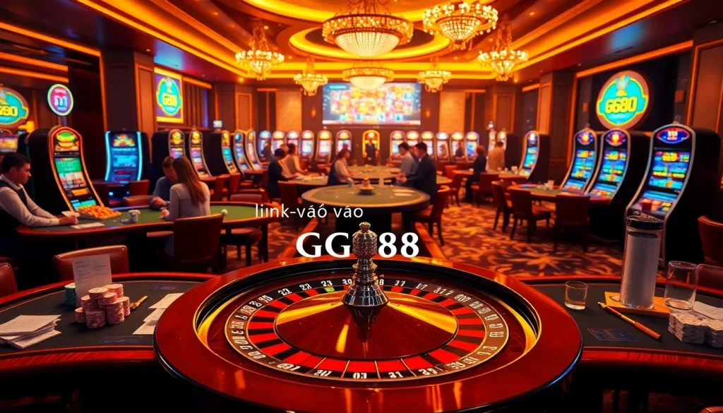 Experience the thrill of gaming with link vào GG88 featured prominently on an exciting casino setup.