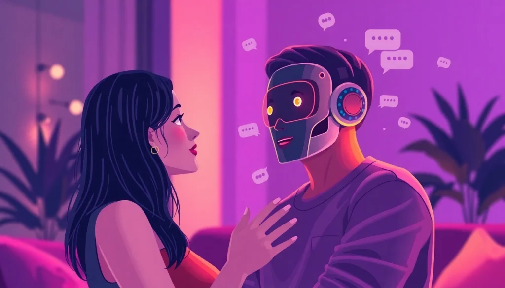 Engaging in ai sex chat with a friendly AI companion in a modern digital interface.