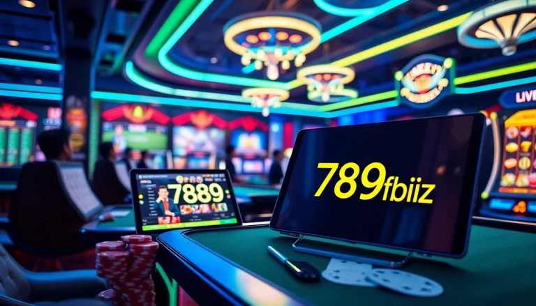 Dynamic online gambling scene featuring the website https://789ff.biz/ with vibrant gaming interfaces and exciting atmosphere.