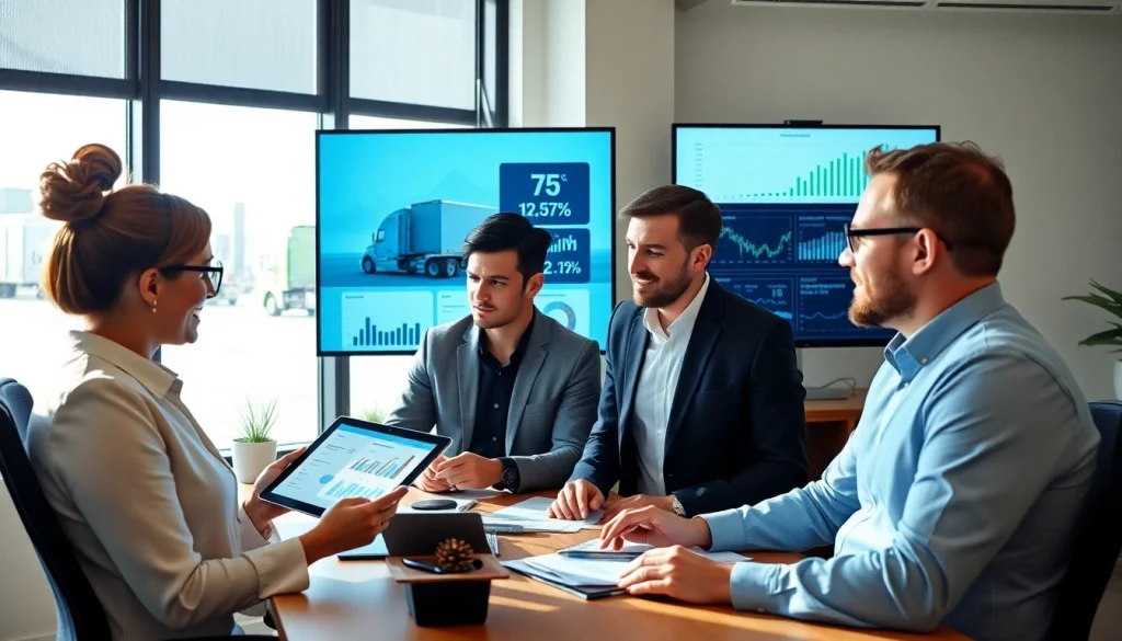 Księgowość dla firmy transportowej: zespół współpracujący w nowoczesnym biurze.