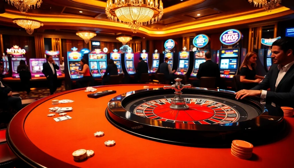 MM88 players engaging in thrilling casino action at a luxurious roulette table.