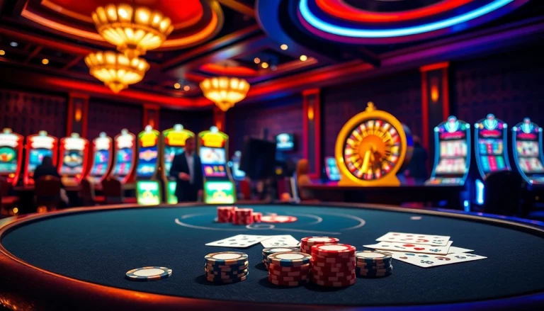 S8 themed luxury casino table gaming scene with poker chips and cards.