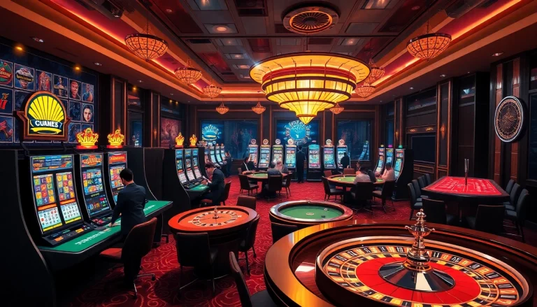 Engage in thrilling casino action at Trang Chủ QQ88 with vibrant slot machines and excited players.
