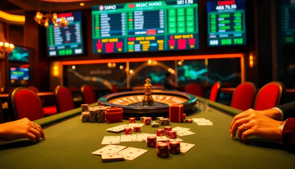 Engaging in informed nhận định kèo nhà cái at a luxurious casino table with cards and chips.