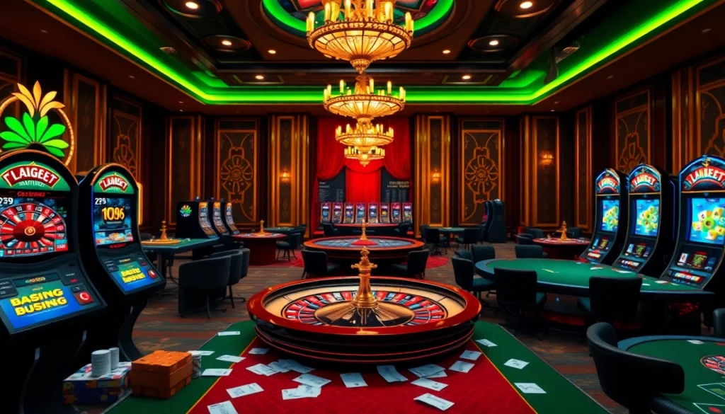 Casino scene featuring luxurious gambling elements enhancing the excitement for 789bet link mới.