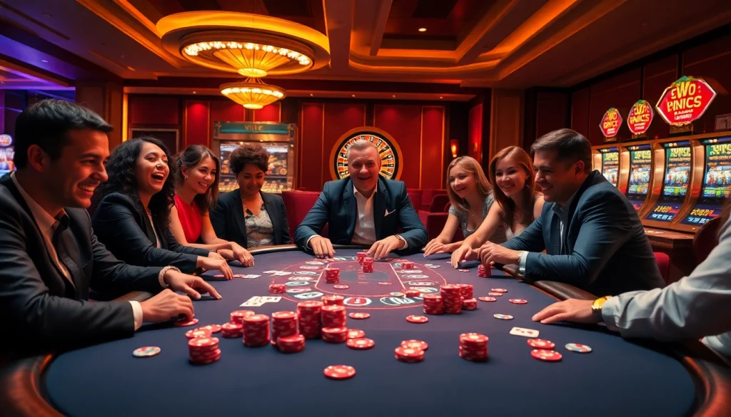 Experience the thrill of victory at win55 with players enjoying poker at an upscale casino table.
