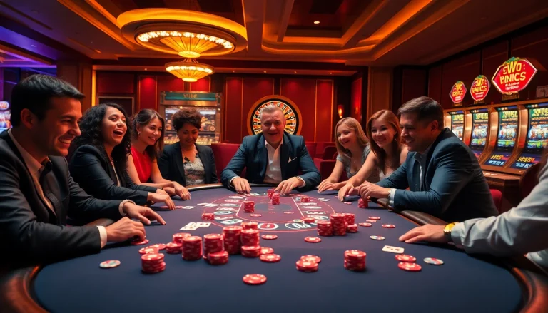Experience the thrill of victory at win55 with players enjoying poker at an upscale casino table.